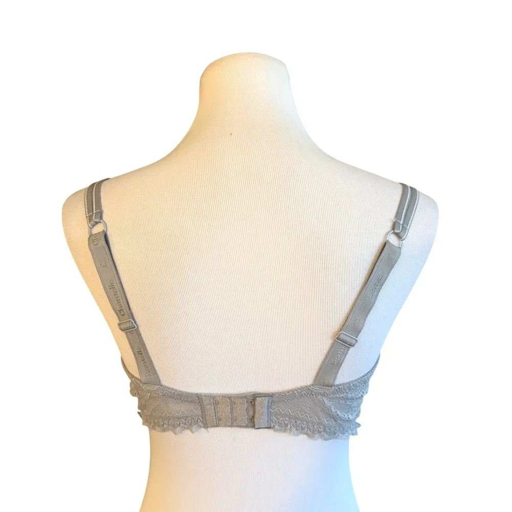 Chantelle Rive Gauche Bra Women 36DDDD Gray Lace Underwire C17450 Full Coverage